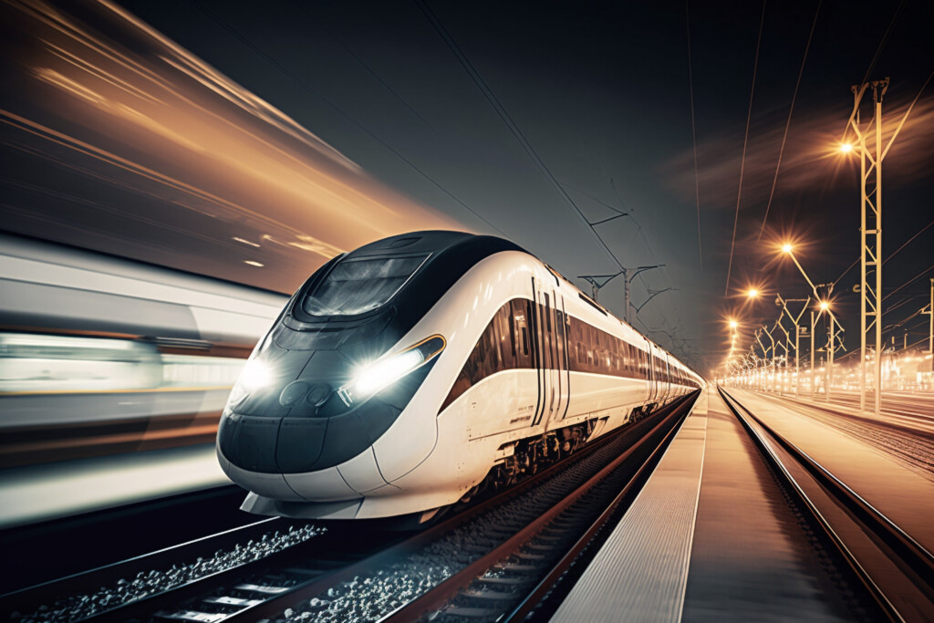 high-speed-train-station-blurred-cityscape-night-background-generative-ai